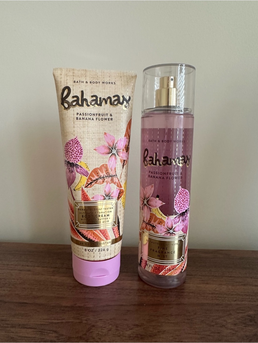 Bath & Body Works Bahamas Passionfruit & Banana Flower body cream & Mist set